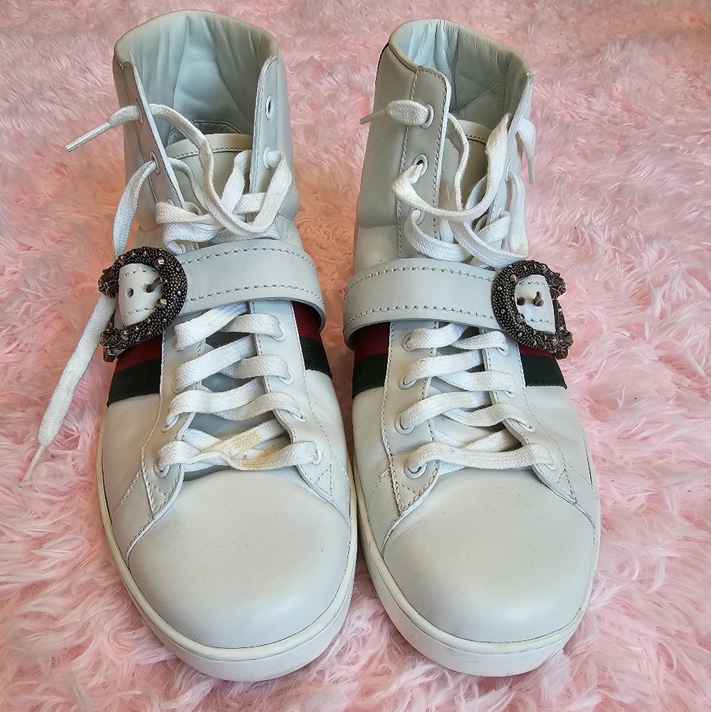 Gucci Ace High-top sneakers w/ Dionysus Buckle - Picture 6 of 7